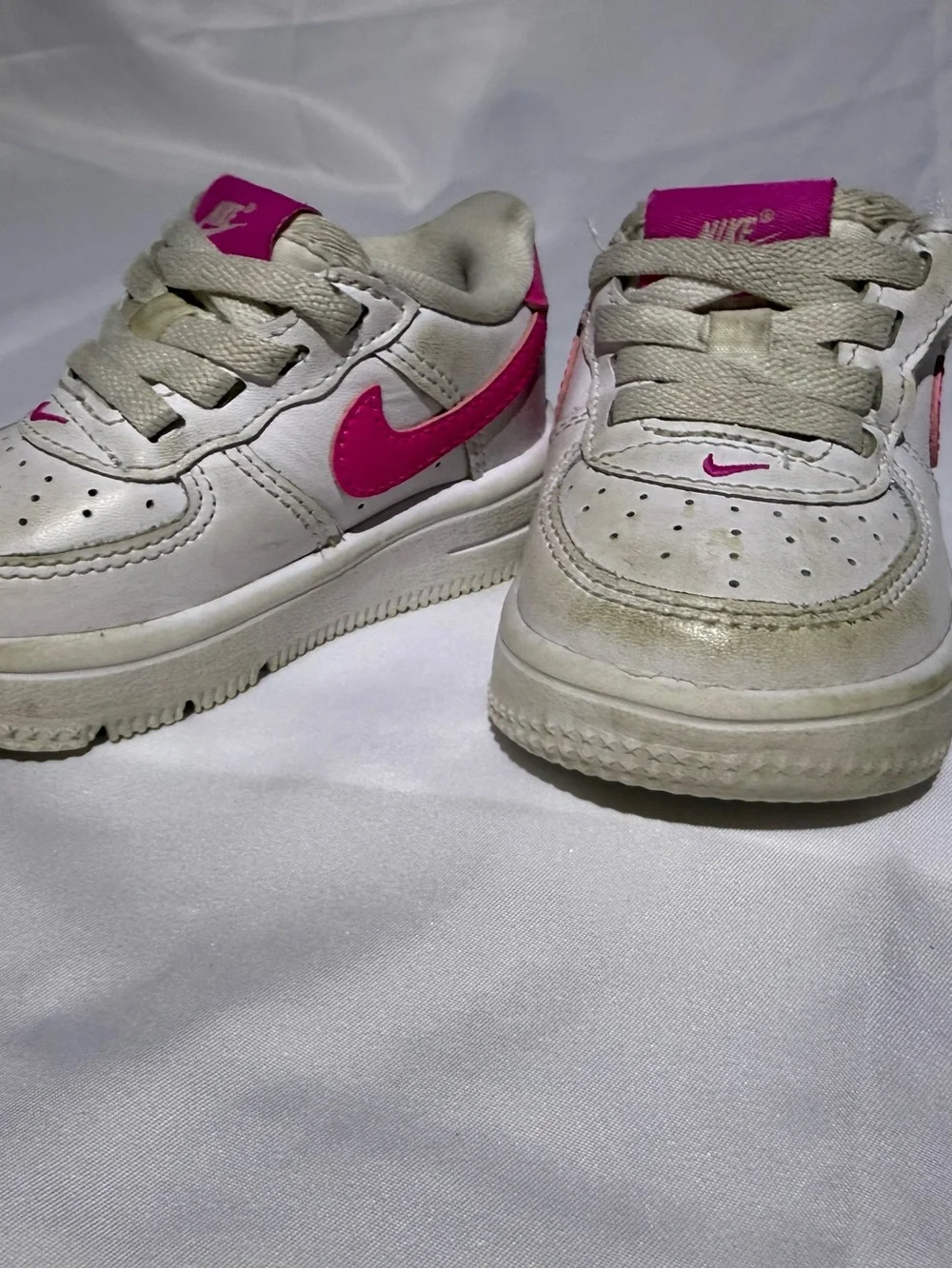 Nike Air Force 1 Low White Pink Girls Sneakers Size 3.5Y (Youth) Toddler